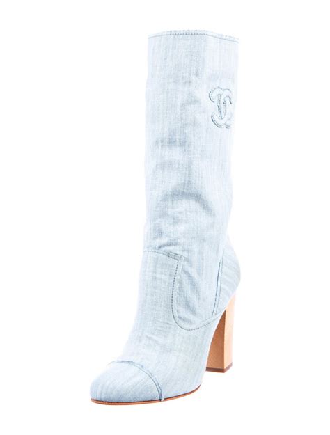 chanel denim boots